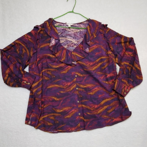 NWT- Terra & Sky Women's Long Sleeve Ruffle Top- size 1X (16-18) - Picture 5 of 10